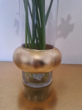 Vaza cilindru sticla cu inel auriu Ring|creativdeco.ro [1]