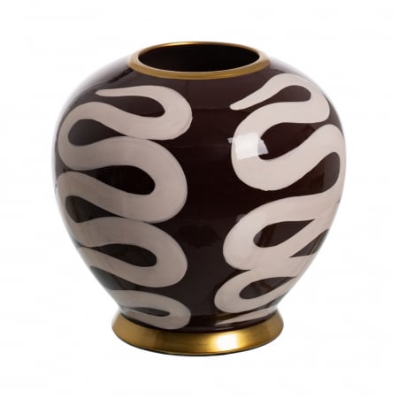 Obiecte decorative - Vaza portelan alb-maro pentru decor rafinat|Vaze moderne pentru spatii elegante