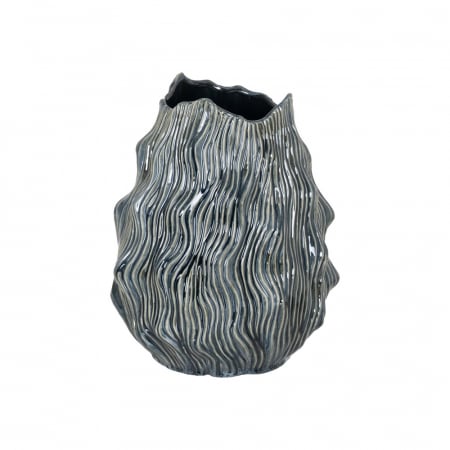 Obiecte decorative - Vaza albastra ceramica pentru flori sau decor boho|Vaze rotunde pentru decoruri moderne