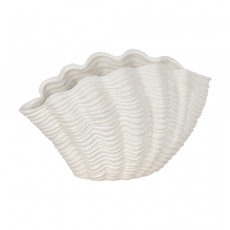 Vaze - Vaza decorativa ceramica crem cu rol dublu|Obiecte ceramice decorative pentru accente moderne