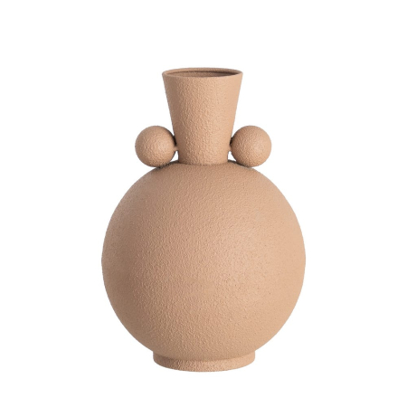 Vaze - Vază decorativă culoare nisip din metal cu formă rotunjită și detalii sferice