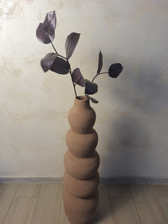 Vază decorativă argilă sculpturală 71.5cm sable – stil boho japandi [2]