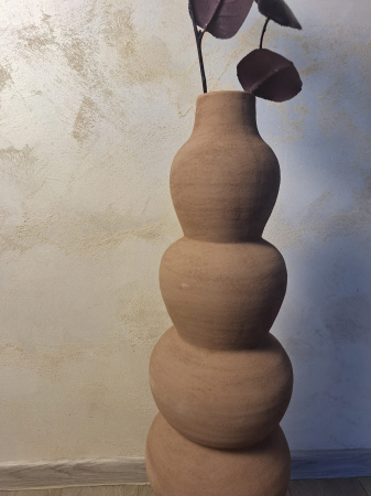 Vază decorativă argilă sculpturală 71.5cm sable – stil boho japandi [4]