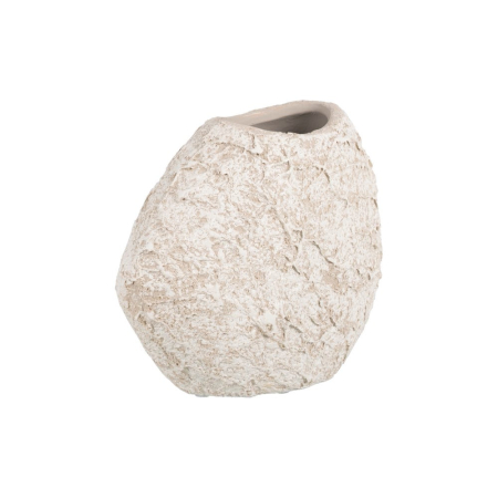 Vază decorativă din ceramică albă rustică formă asimetrică mică