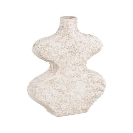 Vază decorativă din ceramică albă rustică cu formă sculpturală