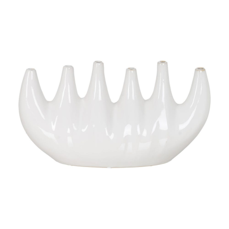 Vaze - Vază decorativă din ceramică albă design sculptural alungit deschideri multiple