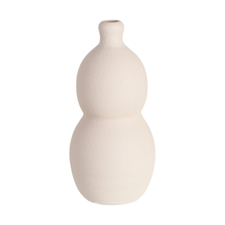 Vază decorativă din ceramică albă cu formă sculpturală rotunjită