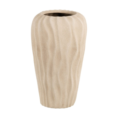 Obiecte decorative - Vază decorativă din ceramică bej model ondulat formă alungită