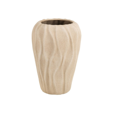Vaze - Vază decorativă din ceramică bej cu model ondulat și formă rotunjită