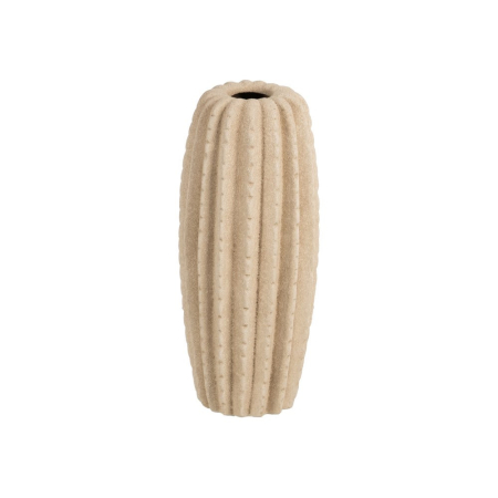 Vaze - Vază decorativă din ceramică bej model striat vertical formă alungită îngustă