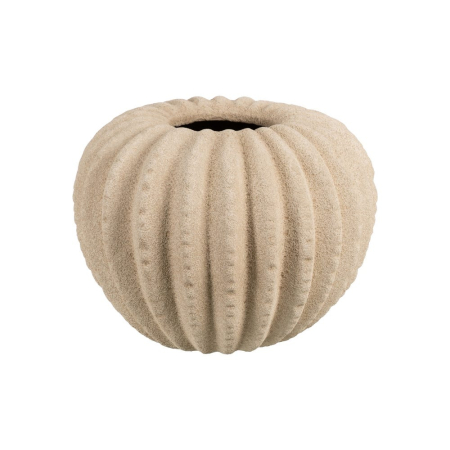 Vaze - Vază decorativă din ceramică crem cu model striat formă rotunjită