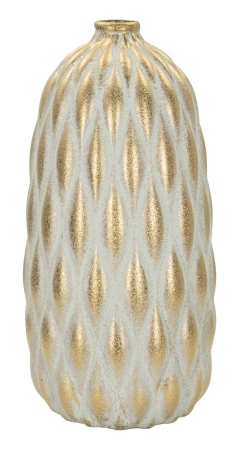 Vaze - Vază decorativă din ceramică gri cu accente aurii textură reliefată design modern