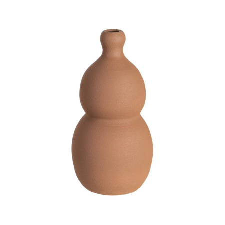 Vază decorativă din ceramică maro cu formă sculpturală rotunjită
