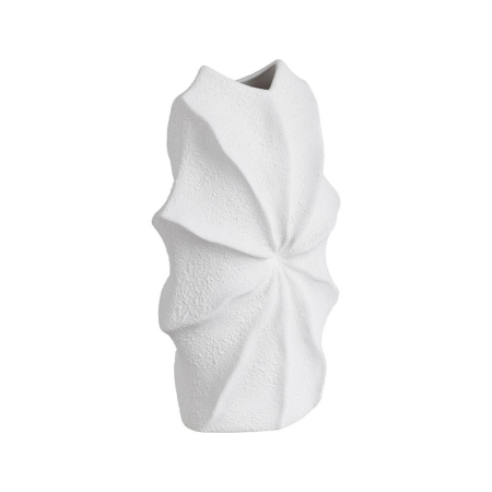 Vază decorativă lut alb ondulată realizată manual