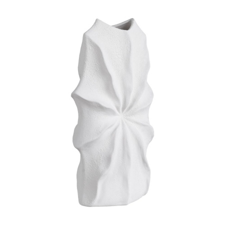 Vază decorativă lut alb formă ondulată realizată manual