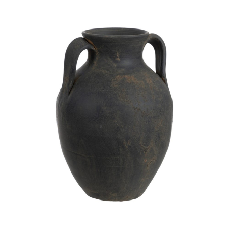 Vaze - Vază decorativă din lut gri cu două toarte formă rotunjită