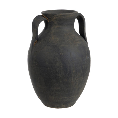 Vaze - Vază decorativă din lut gri cu două toarte formă rotunjită