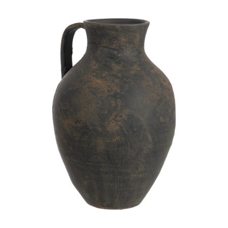 Vaze - Vază decorativă din lut gri cu toartă laterală formă rotunjită