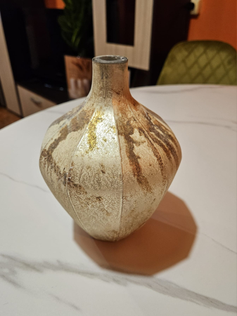 Vaze - Vază decorativă din sticlă auriu și maro cu formă rotunjită 15 x 15 x 20 cm