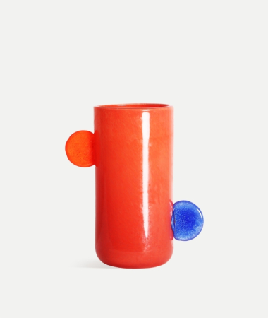 Obiecte decorative - Vază sticlă portocalie decorativă Yara – vază cu detalii sculpturale