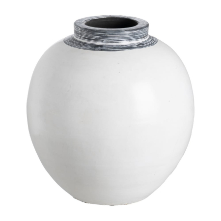 Vaze - Vază decorativă teracotă albă rotundă gât decorativ gri