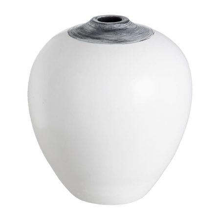 Vaze - Vază decorativă teracotă albă rotunjită gât conic gri