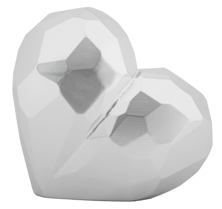 Obiecte decorative in Stil Contemporan - Vază decorativă în formă de inimă cu planuri geometrice argintii și deschidere mică pe vârf