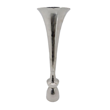 Obiecte decorative - Vază decorativă înaltă din aluminiu – finisaj argintiu texturat