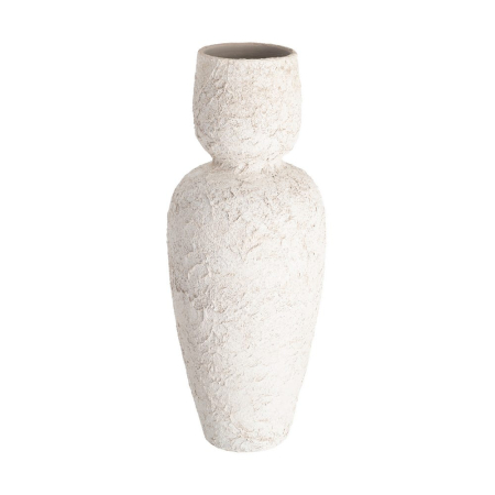 Obiecte decorative in Stil Rustic - Vază decorativă înaltă albă din ceramică cu textură reliefată
