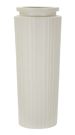 Obiecte decorative in Stil Contemporan - Vază decorativă înaltă de podea albă cu coaste verticale fine și guler în trepte
