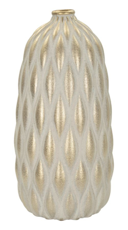 Vaze - Vază decorativă înaltă din ceramică gri cu accente aurii textură reliefată