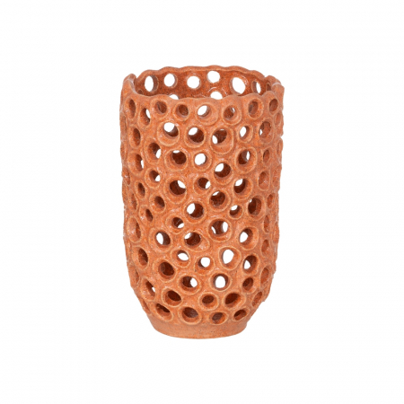 Obiecte decorative - Vaza ceramica portocalie pentru decor boho|Vaze colorate pentru interioare creative