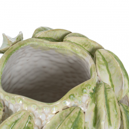 Vaza ceramica verde alb rustica moderna [3]