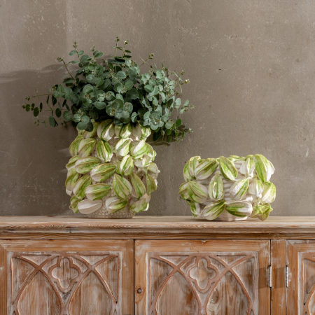 Vaza ceramica verde alb rustica moderna [1]