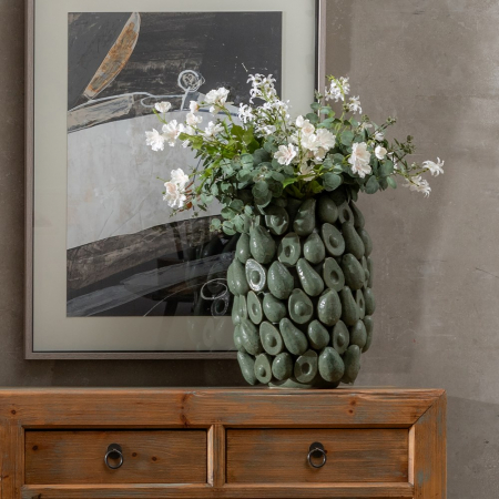 Vaza ceramica verde decor floral voluminos [1]