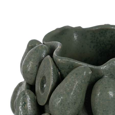 Vaza ceramica verde decor floral voluminos [2]