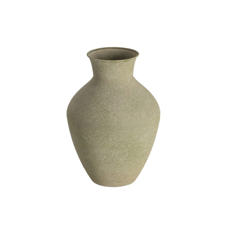 Obiecte decorative in Stil Mediteranean - Vază din metal verde mușchi cu corp de amforă și gât evazat pe fond alb