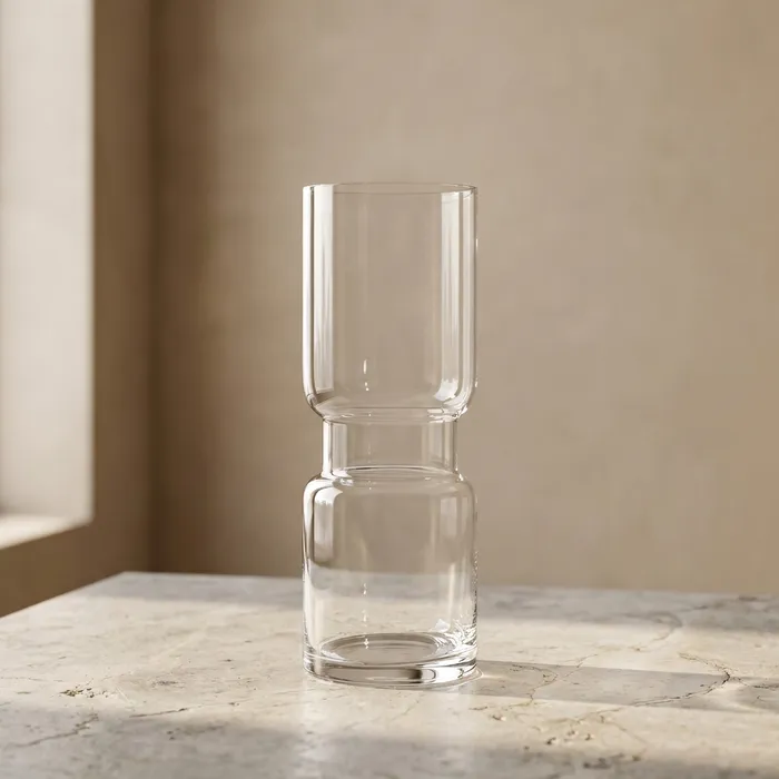 Obiecte decorative - Vază din sticlă transparentă cu formă cilindrică în două niveluri
