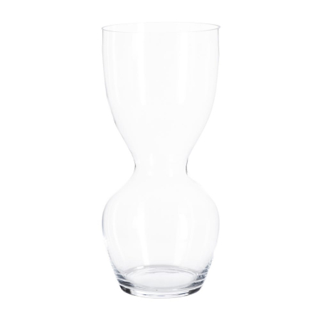 Obiecte decorative - Vază din sticlă transparentă cu formă curbată în două niveluri