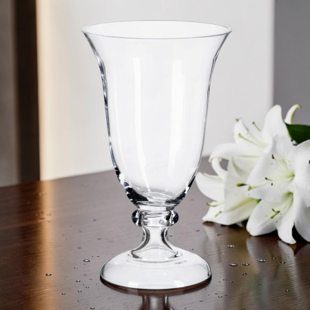 Minimalist - Vază din sticlă transparentă cu formă de cupă și picior decorativ