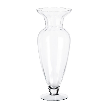 Obiecte decorative - Vază din sticlă transparentă cu formă ovală și deschidere ondulată