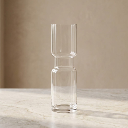 Obiecte decorative in Stil Contemporan - Vază din sticlă transparentă tăiată la rece cu talie îngustă și corp cilindric în două trepte