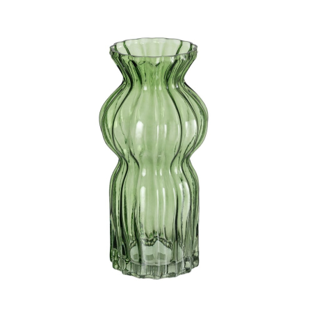 Obiecte decorative - Vaza din sticla verde tip clepsidra, ampla