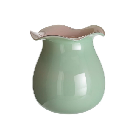 Obiecte decorative - Vaza din sticla verde menta cu margine tip petale