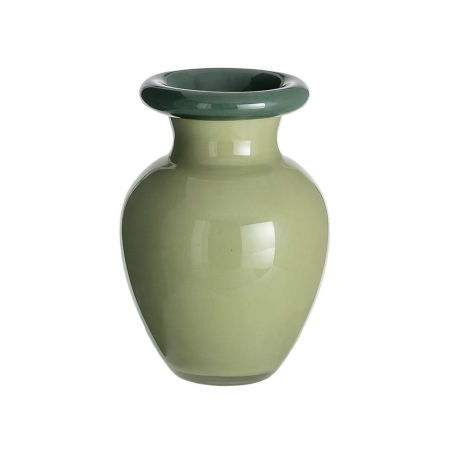 Obiecte decorative - Vaza din sticla verde salvie cu gat inchis