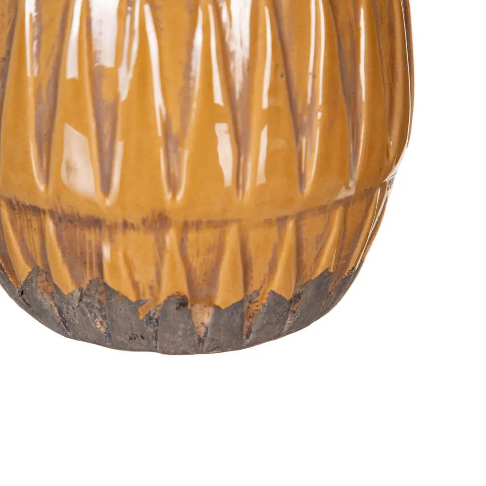 Vaza Etnic Ceramica Mustar, 14cm - CreativDeco.ro [3]
