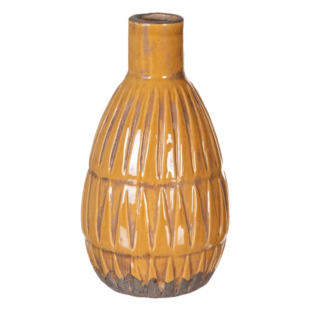 Vaze - Vaza Etnic Ceramica Mustar, 14cm - CreativDeco.ro