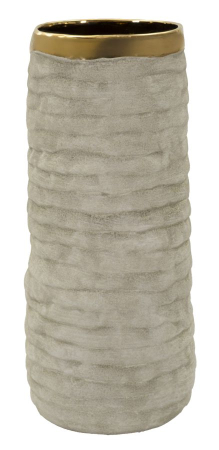 Vază gri și auriu din ceramică cu interior lucios, Ø 14x31.5 cm