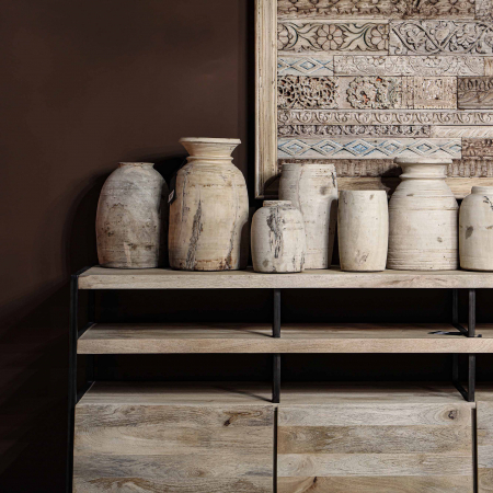 Vaza etnica lemn suar rotunda|Vaze decorative [4]