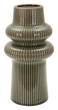 Vaze - Vază verde din ceramică cu volum sculptural și textură verticală Harmony variantă compactă